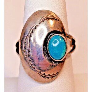 Native American Navajo Vintage Sterling Turquoise Ring s7 (1383)
